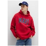 Mavi 067149 Logo Baskılı Erkek Kapüşonlu Sweatshirt KIRMIZI