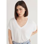 Mavi 166449-620 V Yaka Beyaz Basic Kadın T-shirt