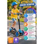 Mavi 3 Tekerlekli Işıklı Çocuk Scooter 3-7 Yaş Ayarlanabilir Direksiyon Kaymaz Taban