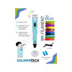Mavi 3D Kalem 3D Pen 3 Boyutlu Yazıcı Kalem 3 Renk 9 Metre Filament + USB KABLO