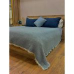 Mavi 4 Katlı Çift Taraflı Tek Kişilik Müslin Battaniye %100 Pamuk 230X240 Cm