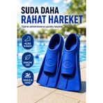 Mavi 41-42 Numara Yüzme Paleti Kauçuk Kısa Palet Havuz Deniz Antrenman Erkek Unisex Ayak