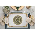Mavi Barok Desen Kumaş Amerikan Servis 4'lü Set 35X50CM Keten, Ulusl. Yıkama ve Solmama Sertifikası - 35 x 50 cm - Çok Renkli