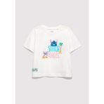 Mavi Baskılı Kırık Beyaz Kız Çocuk T-Shirt M7610449-70057 - 3 - 4 Yaş