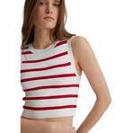 Mavi Bayan Nonsleeve Tricot kazak, Scarlet Sage Stripe, M