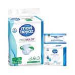 Mavi Beyaz 30 Adet M Ped Emici Külot Hasta Bezi+30 Adet Yatak Koruyucu+1 Paket Temizleme Havlusu