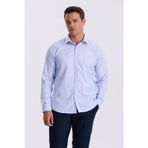 Mavi Beyaz Comfort Fit Ütü Gerektirmeyen %100 Pamuk Çizgili Non İron Gömlek