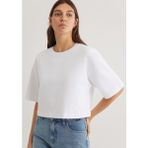 Mavi Beyaz Crop Basic Tişört 1612377-620 - Beyaz-620