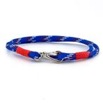 MAVİ BEYAZ KIRMIZI PARACORD KANCA İKİ SIRA ERKEK BİLEKLİK M011F