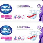 Mavi Beyaz Küçük 60 Adet Ped Ekstra Tekstil Yüzeyli Yetişkin Bel Bantlı Hasta Bezi