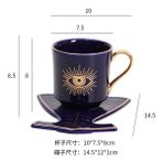 Mavi Bez Tabak Türk Mavi Göz Çayı Kahve Kupa 14 Oz Kemik Çini Porselen Güzel Seramik Evil Yaratıcı Gözler Kahve Su Çay Bardağı Hediye 400ML (Yurt Dışından) - 1 Adet - Renkli - 1 lt