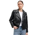 Mavi Biker Yaka Siya Suni Deri Ceket Fitted/Vücuda Oturan Kesim 1110221-900 Siyah-900 XS