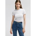 Mavi Bisiklet Yaka Gri Basic Tişört Crop/Kısa Kesim 1600814-85438 Gri-85438 S