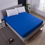 Mavi Boxspring Yatak 80x200x30 cm, Yumuşak Nefes Alabilir Polyester Pamuklu Lastikli Çarşaf, Tek Kişilik Yatak Örtüsü, Düz Renk, Dayanıklı ve Rahat Yatak Örtüsü