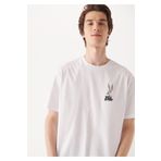 Mavi Bugs Bunny Baskılı Beyaz Tişört Loose Fit / Bol Rahat Kesim -620 0610636