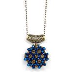 Mavi Cevşen Kolye (Kristal, Yuvarlak) - Mavi - Yuvarlak