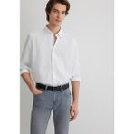 Mavi Çizgili Modal Beyaz Gömlek 0211446-900 - Siyah - 2XL