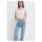 Mavi Çizgili Pembe Crop Bluz 1211472-91599