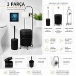 Mavi Concept 3'lü Banyo Aksesuar Seti, Siyah, Tuvalet Fırçası, Çöp Kovası ve Kağıtlık, Modern Tasarım (SİYAH)