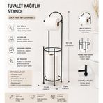 Mavi Concept Tuvalet Kağıtlık Standı, Metal, Siyah, Modern Stil, Ayaklı, 61 cm, Yedek Rulo Bölmeli