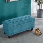 Mavi Depolama Osmanlı Tezgah Entryway Ayakkabı Raf Çok Fonksiyonlu Puf Konteyner Kapalı Oturma Koridor Çocuk Odası Depolama L39.3in/100cm