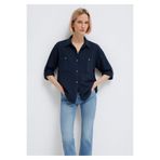 Mavi Düğme Detaylı Lacivert Gömlek Loose Fit / Bol Rahat Kesim 1211383-70492