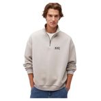 MAVİ Erkek Fermuarlı Sweatshirt, Açık Gri, XXL