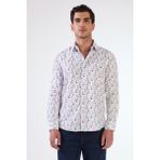 Mavi Erkek Slim Fit Çiçek Desenli Brent Yaka Uzun Kol Gömlek - 40