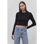 Mavi Fitted Fit Bisiklet Yaka Fitilli Crop Bayan Kazak 1710518-900 SİYAH