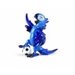 Mavi Futbolcu Papağan Dekoratif Biblo, Polyester Malzeme, 14cm, Futbol Topu ile Joga Bonito Tasarım