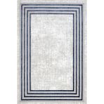 Mavi Geometrik Pamuk Makinada Yıkanabilir Kaymaz Taban Dijital Makine Baskı Salon Halı-I-Nxs_Melange-4730AM-300x400