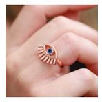 Mavi Göz Zirkon Taşlı Ayarlanabilir Rose Gold Kaplama Gümüş Yüzük