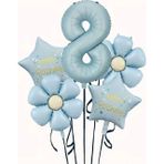 Mavi Happy Birthday 8 Yaş Folyo Balon Set