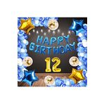 Mavi Happy Bırthday Folyo Gold Rakam Balon Seti Yaş 12