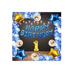 Mavi Happy Bırthday Folyo Gold Rakam Balon Seti Yaş 1
