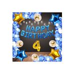 Mavi Happy Bırthday Folyo Gold Rakam Balon Seti Yaş 4