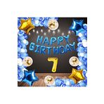 Mavi Happy Bırthday Folyo Gold Rakam Balon Seti Yaş 7