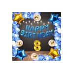 Mavi Happy Bırthday Folyo Gold Rakam Balon Seti Yaş 8