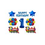 Mavi Happy Bırthday Yıldız Rakam Tren Folyo Balon Seti Yaş 1