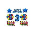 Mavi Happy Bırthday Yıldız Rakam Tren Folyo Balon Seti Yaş 3