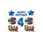 Mavi Happy Bırthday Yıldız Rakam Tren Folyo Balon Seti Yaş 4