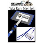 Mavi İpli Yaka Kartı 10 Adet Ayarlanabilir Boyuna Asma Kimlik Koruyuculu Pvc Mavi Yaka Kartlığı Seyehat Ofis Okul Büro