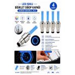 Mavi Işıklı Sibop Kapağı 4 Lü 1 Paket Fotosel Haraket Sensörlü Led Işık Bisiklet Araba Motor Tekerlek Lastik