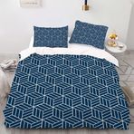 Mavi Izgara Çocuk Yatak Seti 90x190 Baskılı Mikrofiber Nevresim Fermuarlı 1 Nevresim Takımı ve 2 Yastık Kılıfı 65x65 cm Yumuşak ve Rahat Çocuk Yatak Örtüsü