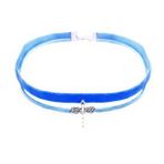 Mavi Kadife Kadın Yusufcuk Choker Kolye