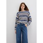 Mavi Kadın Jakarlı Loose Fit Kazak, Mavi-70737, S