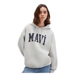 MAVİ Kadın Kapüşonlu Sweatshirt, Baskılı, Oversize, Açık Gri, XXS