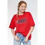 Mavi Kadın Mavi Logo Baskılı Kırmızı Tişört 1600843-82054