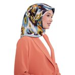 Mavi Kamuflaj Desen Twill İpek Eşarp