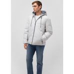 Mavi Kapüşonlu Açık Gri Şişme Mont 0110352-70080 Erkek Günlük Kullanım İçin Orta Kalınlık - 3XL